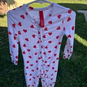 SKIMS White and Red Heart Kids One Piece
